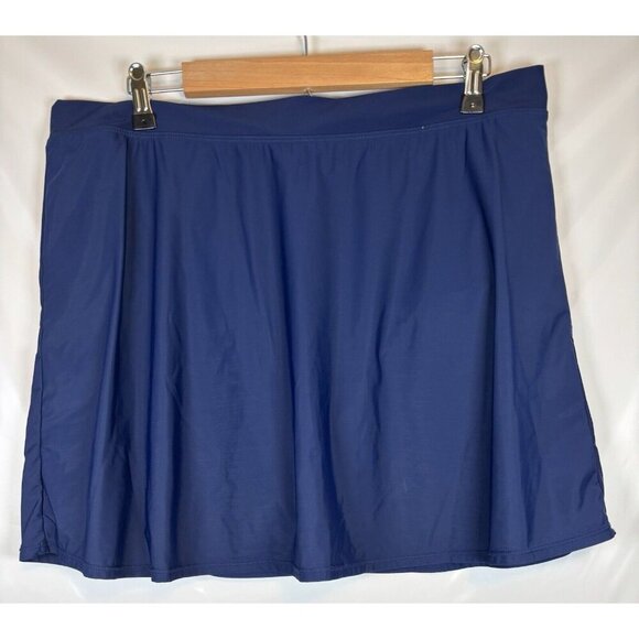 Lands End Blue Built In Brief Pull On Elastic Waist Swim Skirt Bottom Plus 18 - Picture 1 of 6